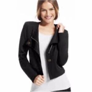CAbi #615 Black Ponte Knit Moto Jacket